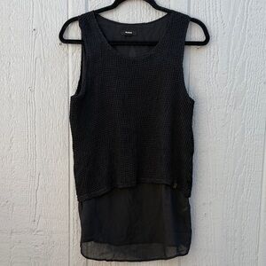 RUDSAK Black Layered Knit and Chiffon Blouse Size: M